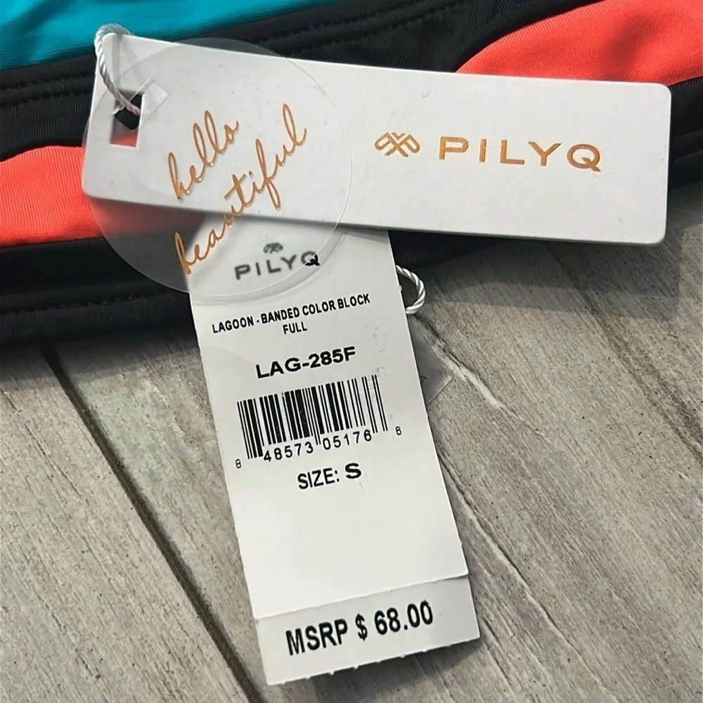 PILYQ Lagoon banded color block full cut bikini swim bottom size small